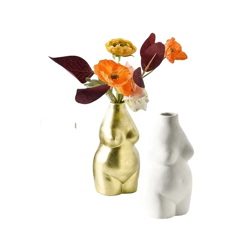 

Body Art Ceramics Vase Female Nude Bust Statue Ornaments Porcelain Vases Flower Pot Living Room Accessories Modern Decoration