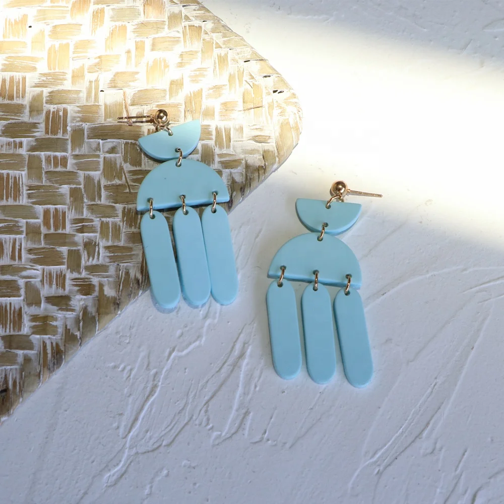 

Geometric Pattern Combination Colorful Tassel Cute Generous Hot Sale Resin Printing Handmade Clay Acrylic Women's