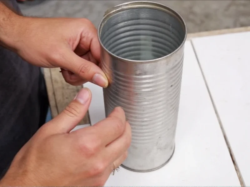 Sanding aluminum can edges for smooth wind chime tubes