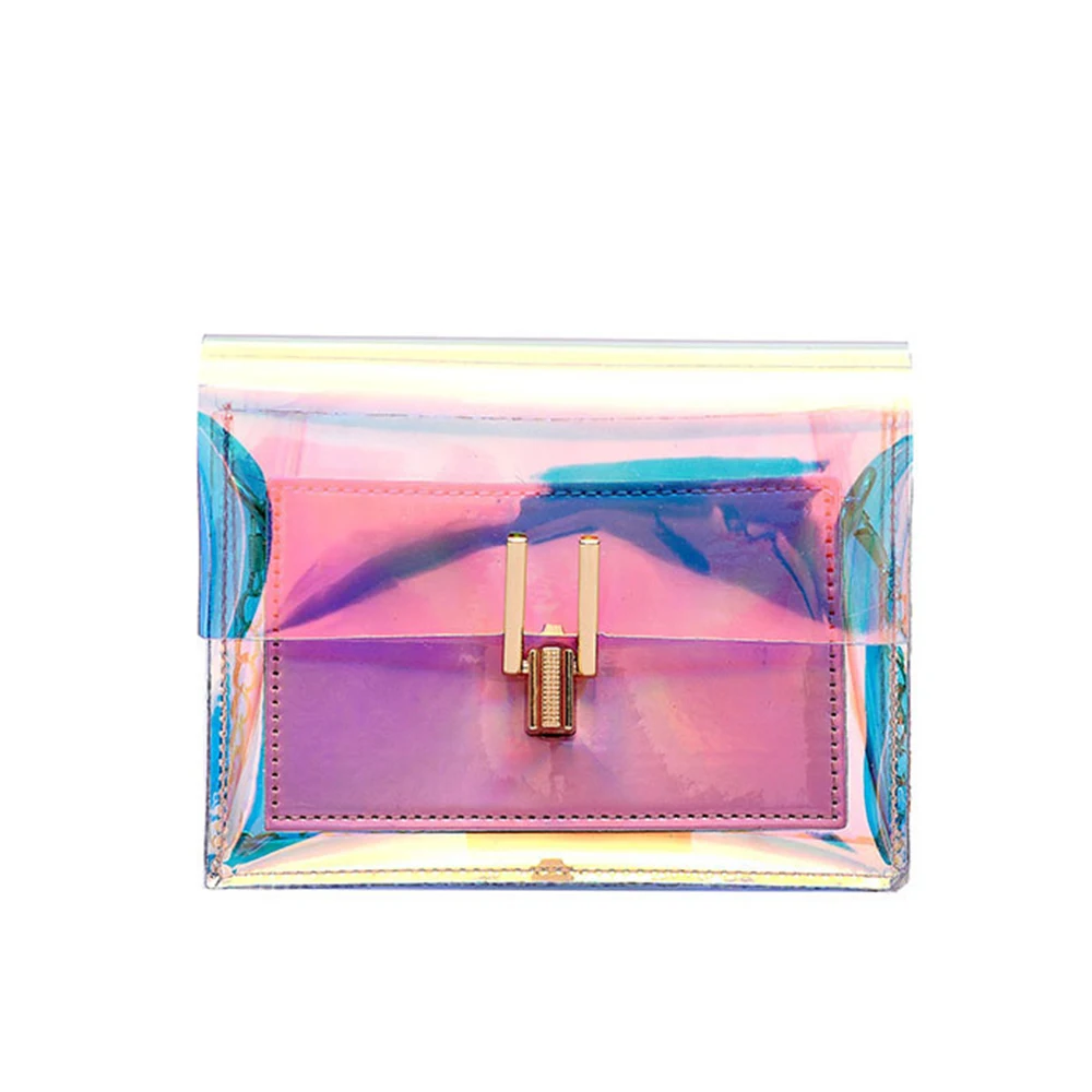 

2021 New Fashion Clutch Purse Iridescent Crossbody Bag Clear Chain Handbags For Women