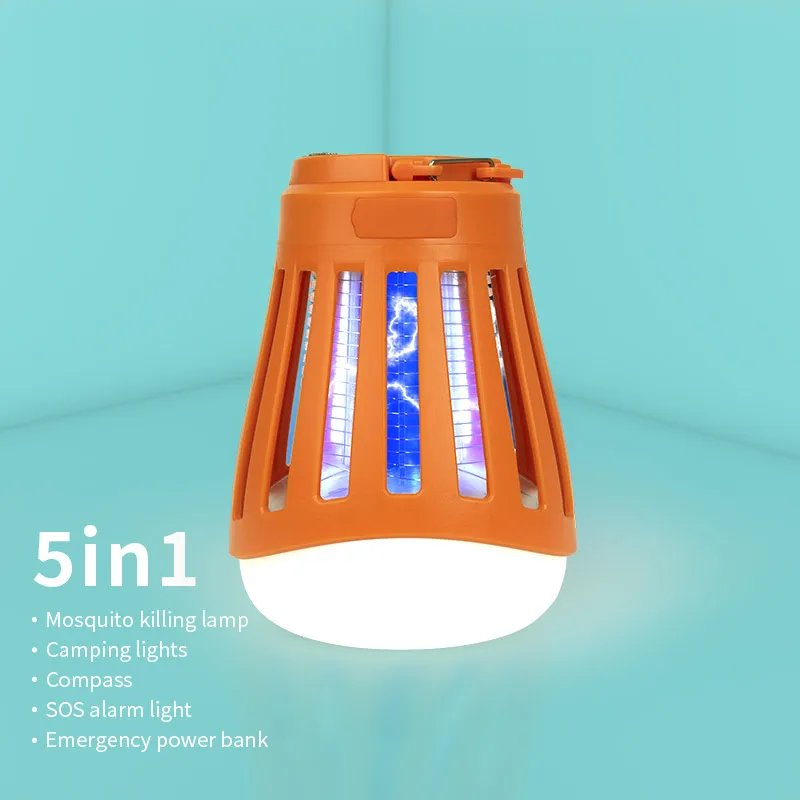 

SJZ-028 new design portable 5 in 1 compass mosquito killer lamp outdoor SOS alarm light camping lamp tent lamp