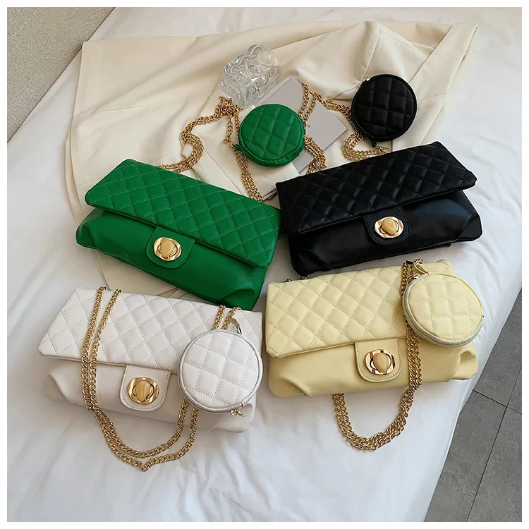 

fashion large lattice chains crossbody handbags for women luxury unique designer geometric big shoulder ladies hand bag purses