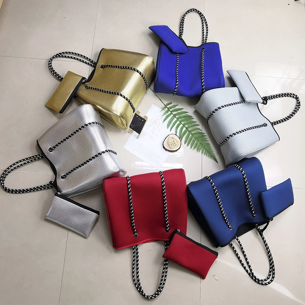 

Customized Diving Material Perforated Beach Bag Women's Bag Euro-American Fashion Handbag