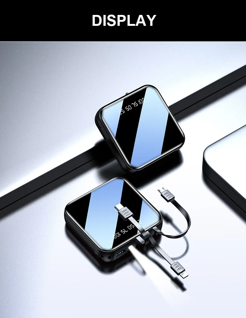 20000mah mini power bank mirror display pd fast charge mini