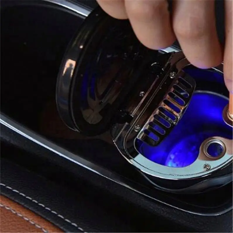 

Hot Sale Plastic Portable Creative Compass Ashtray With LED, Black