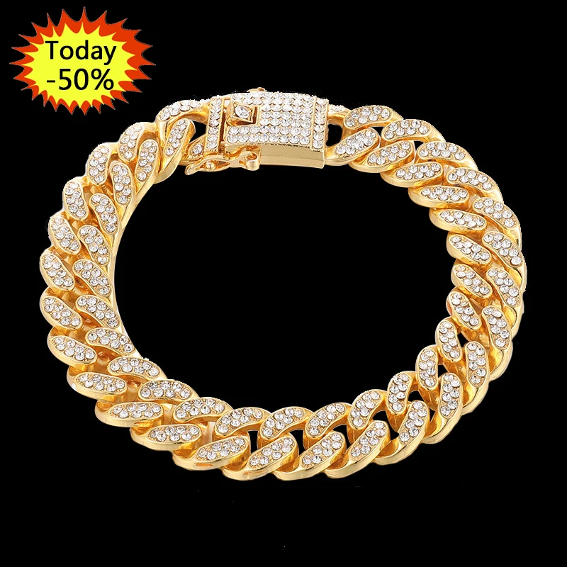 

Hot Sales Cuban Bracelet Simplicity Trendy Zircon Bracelet Alloy Plating Link Cuban Bracelet For Man