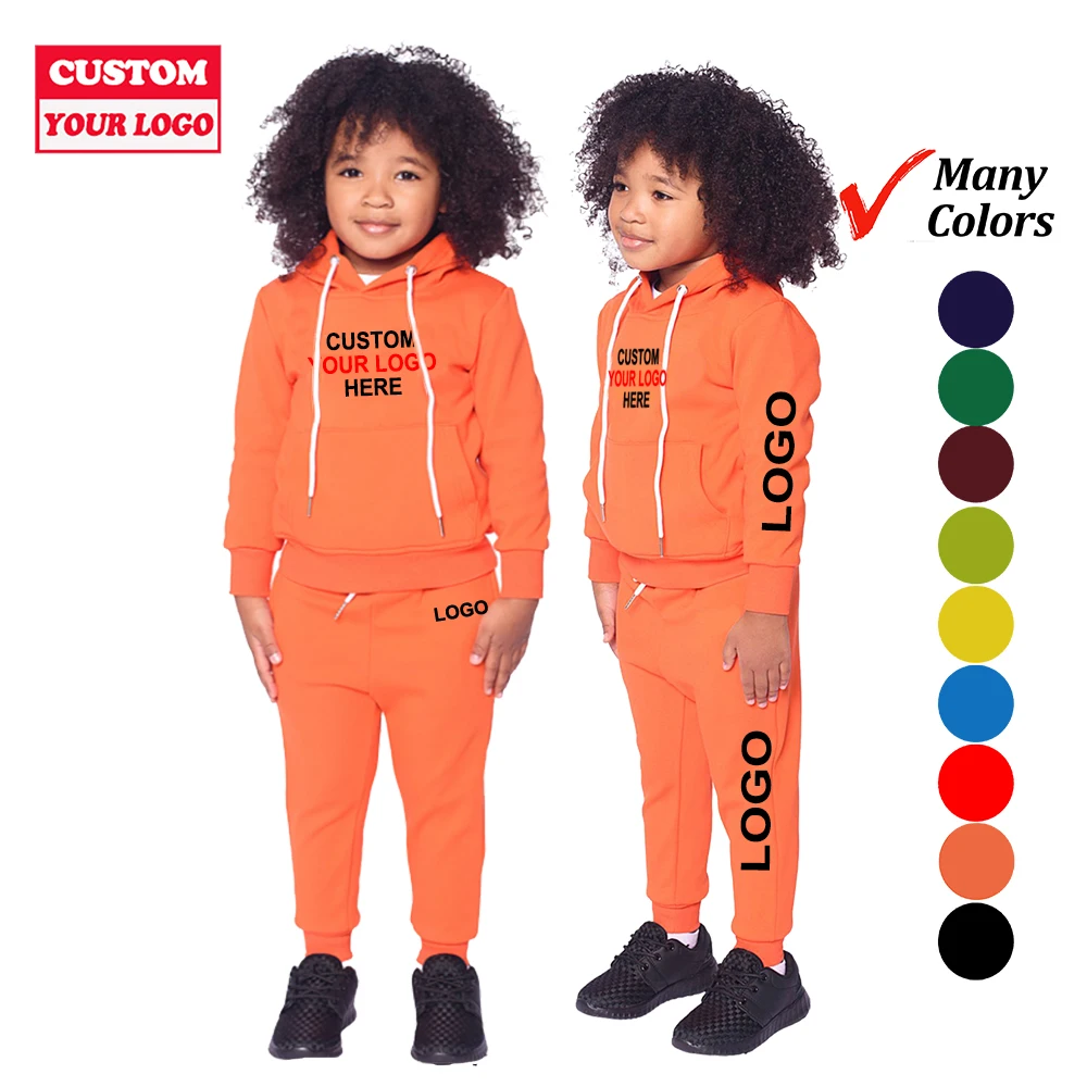 

High Quality Customized Chenille Embroidery Patch Tracksuit Own Logo Jogging Suit 2 Piece Set Track Suits Kid Sweatsuits Custom