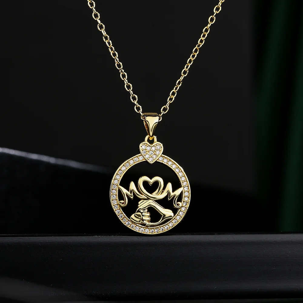 

2022 Mother's Day New Product Big Hand And Small Hand Love MOM Pendant 18K Gold-plated Necklace Felma, Gold color