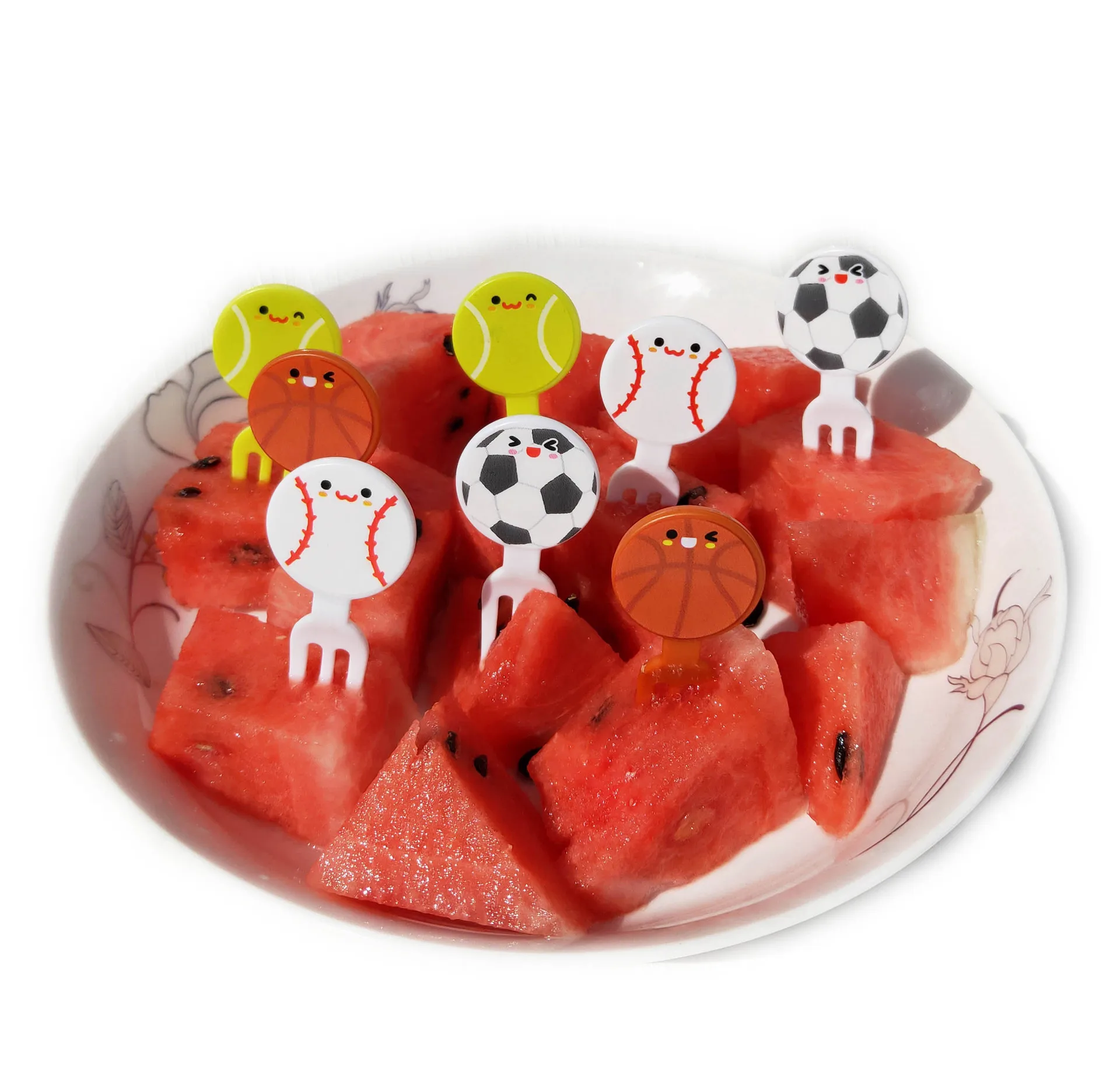 

Reusable bento accessories 8PCS football lunch food sticks safe plastic party picks for kids