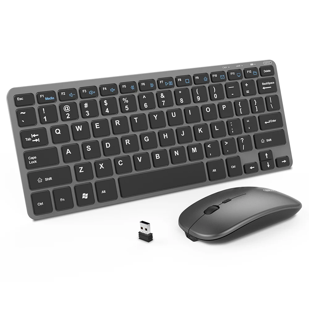 

Wireless Keyboard and Mouse Combo Rechargeable 2.4G With Mouse Noiseless Ergonomic MICE and Keyboard set, Black white