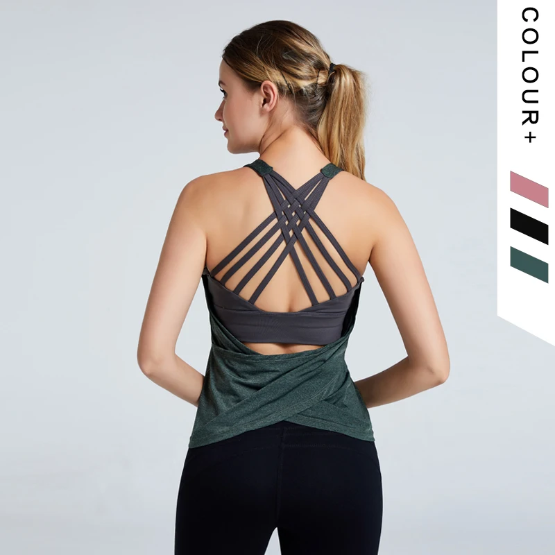 

New arrival back sexy moisture absorption sweat relieving elastic tight yoga vest womens yoga sport bra, Same as picture shows