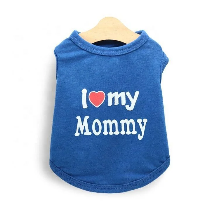 

Jhcentury Lovely Mommy Dady Letter Pattern Vest Hoodies For Pet Dog Summer Pet Dog Clothes, Picture