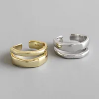 

INS Minimalist Irregular line double opening female ring Korean Gold plated S925 Sterling Silver Ring