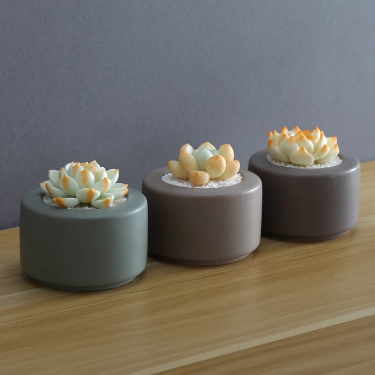 

New products modern round matte three color ceramic succulent green flower planter pot, Optional