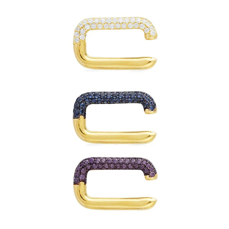 

2021 High Quality Fashion Single Rectangular Earring Zircon Geometric Sliding Ear Bone Clip Ladies High Jewellery