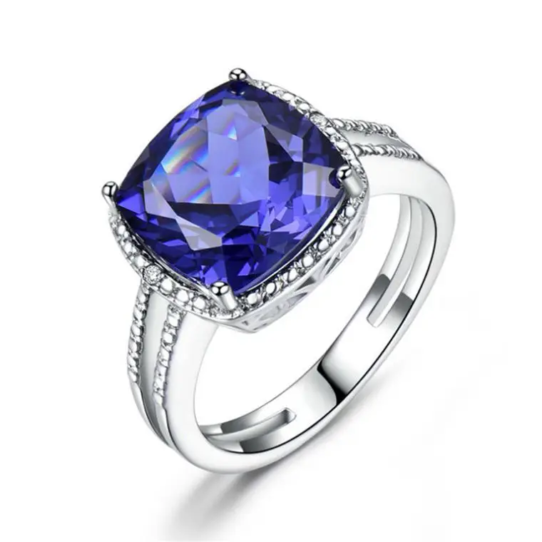 

Wholesales Hip Hop Trendy Party Rhodium Plating Aquamarine Rainbow Leaf Knuckle Rings