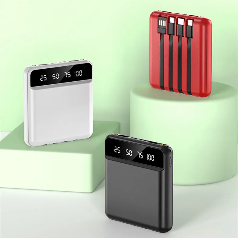 

Factory wholesale LED display Dual USB Mini 10000mah Powerbank 10000mAh Power bank, Black, white ,red