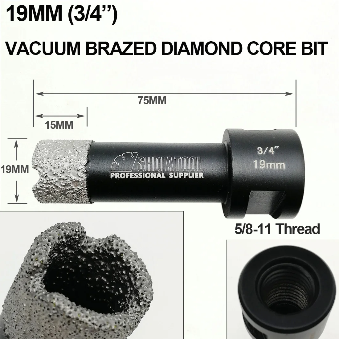 Drill bits Exquisite 1/4+3/8 SHENYUAN 2pcs/Set Vacuum brazed Diamond Dry Drilling with 5/8-11 Connection bits Diameter 6mm+10mm 