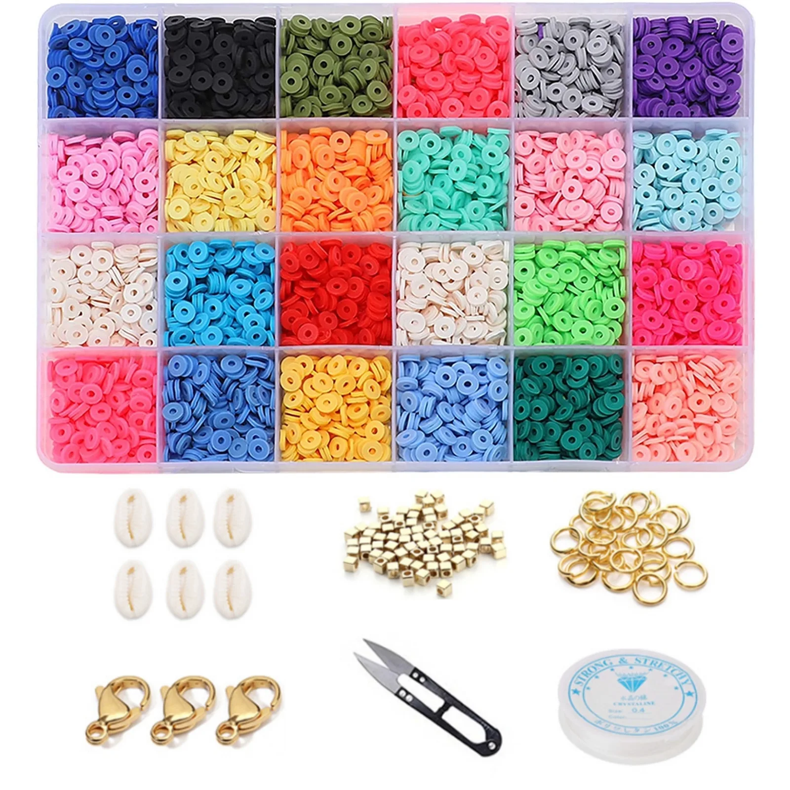 

6mm polymer clay beads flakes boxed color discs bohemian jewelry accessories set box shells