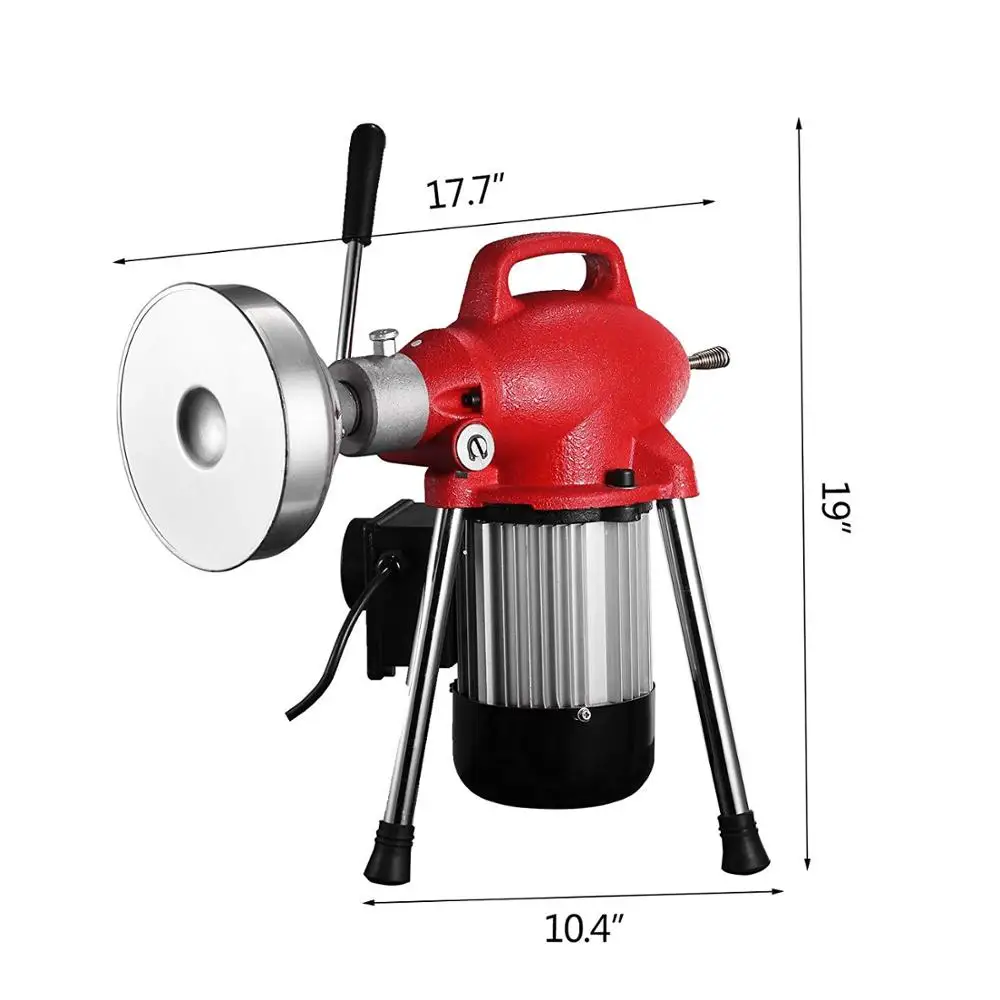 

3/4"-4" Sectional Pipe Drain Cleaning Machine 400PRM Snake Cleaner Pipe Drain Cleaning Machine, Red