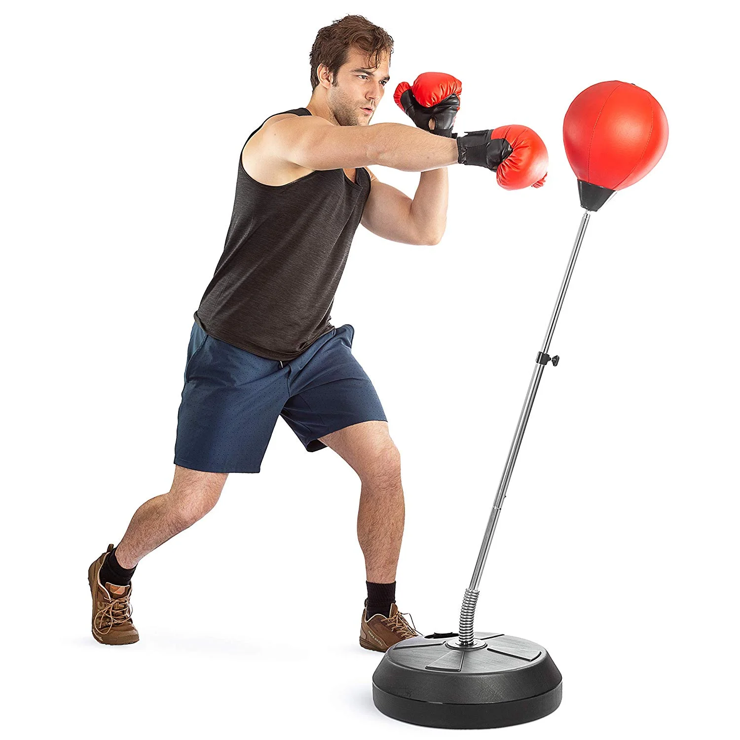 

Boxing Punching Bag Free Standing Speed Punching Ball Bag Height Adjustable Boxing Ball Set, Red/black red