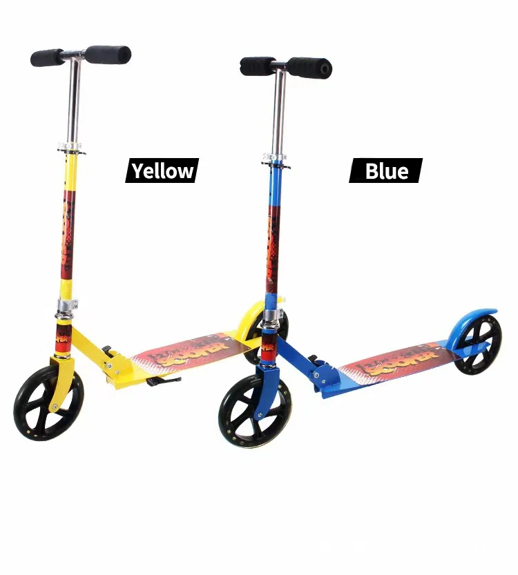 

Cheap Steel Iron Folding Suspension yellow blue Kids Kick Scooter With 200mm PU 2 wheel, As ordered