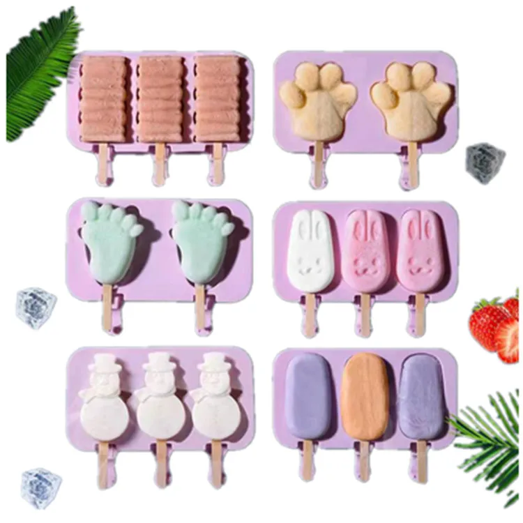 

1142 Silicone ice cream mold reusable ice cube tray popsicle mold DIY ice cream machine tool, Picture colors