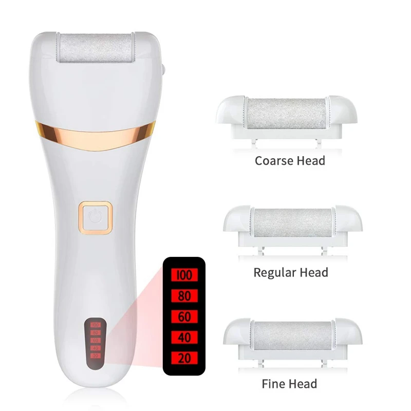 

High Quality LCD Electric Feet Files Callus Remover Pedicure Machine Heel Dead Skin Exfoliator USB Rechargeable Foot Care Tool, White