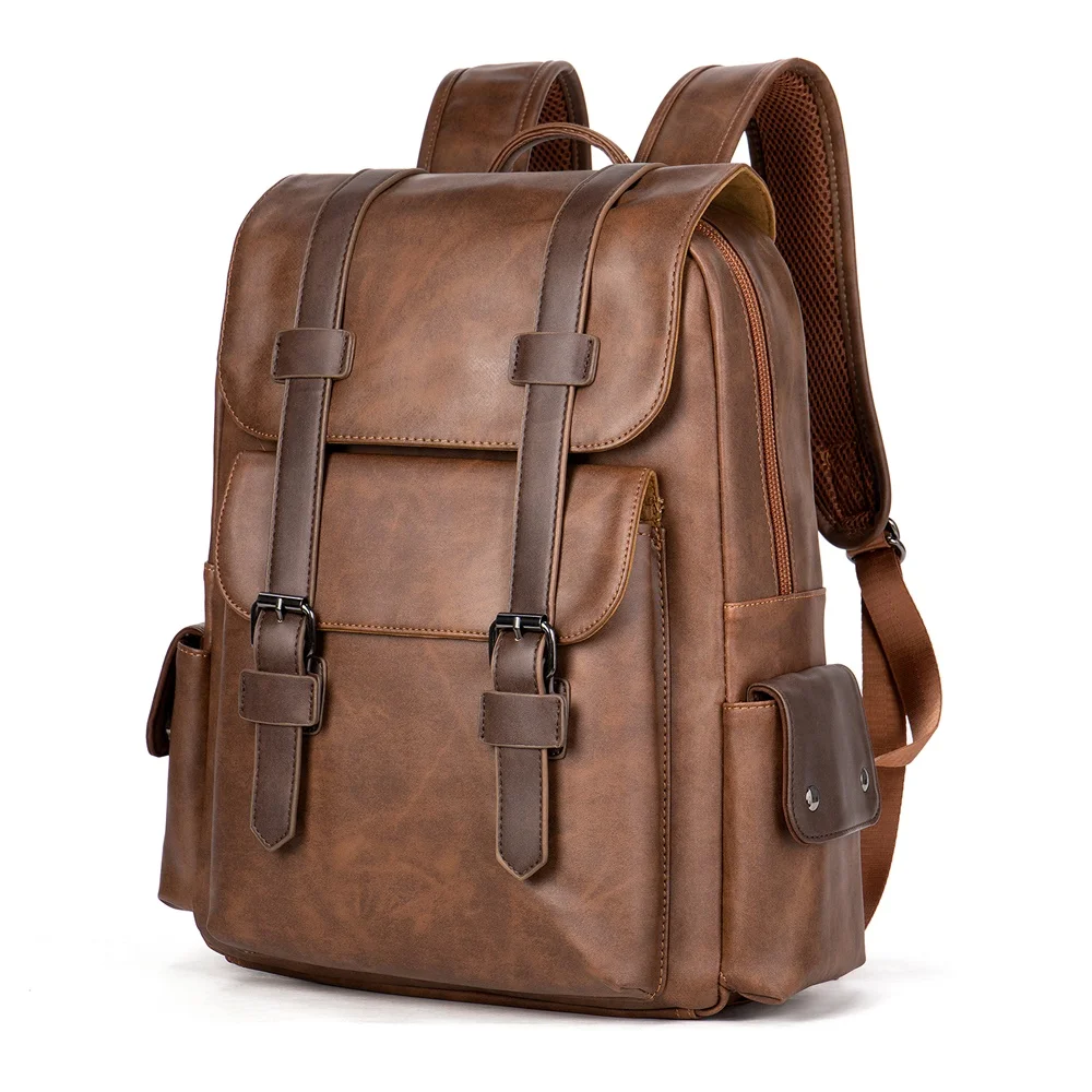 

Westal B15182 Dropshipping anti-theft Backpacks From China Guangdong Laptop business travelling Custom Bags pu Leather Backpack, Coffee , black,brown