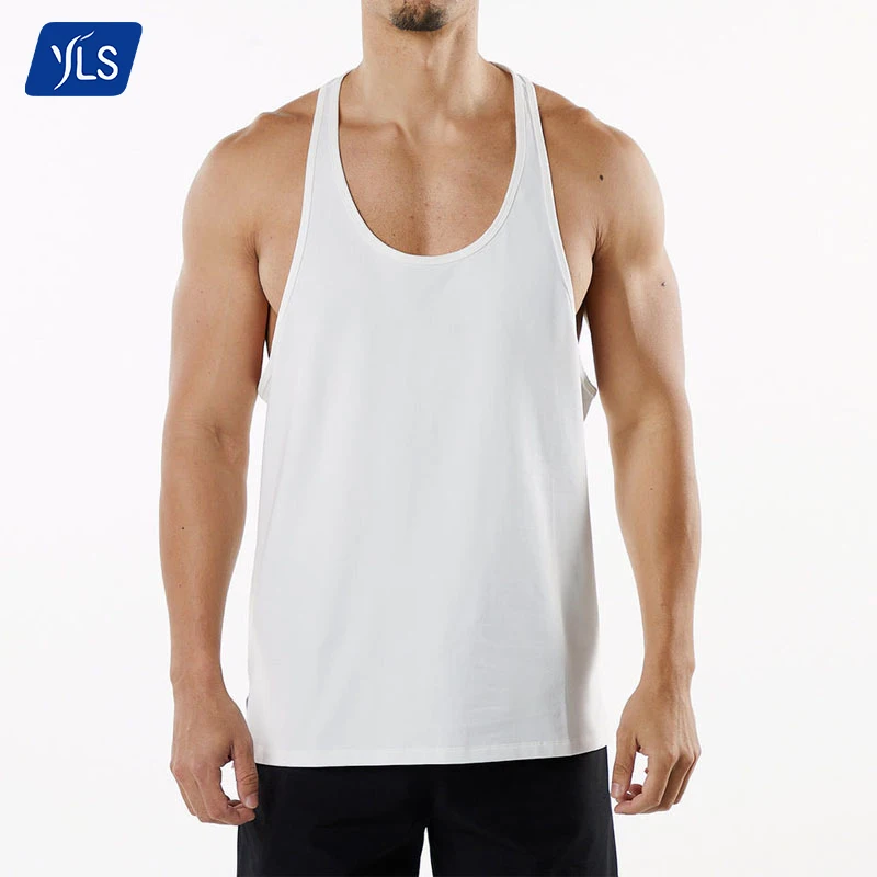 YLS Wholesale OEM Custom Logo Breathable Sporty Mens Gym Stringers Tank Top Muscle Workout Sports Vest Bodybuilding Gymwear