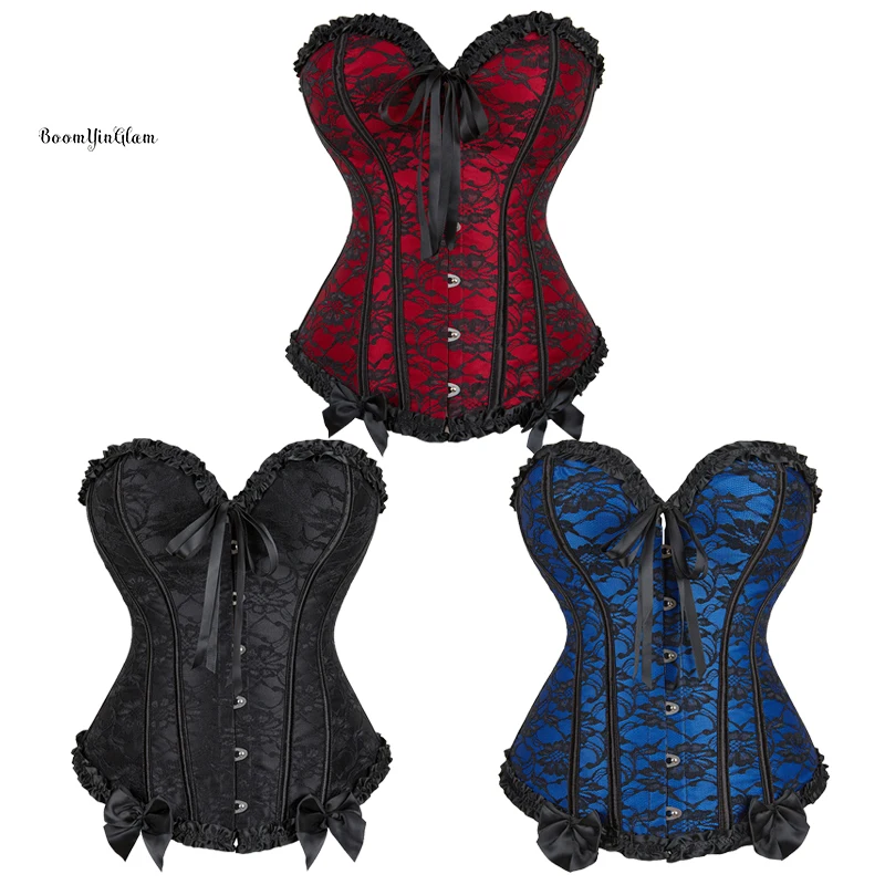 Beautiful Decoration Lace Design Plastic Boned Elegant Women Slimming Corset Top