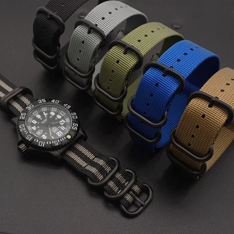 

5 PVD Ring Nato Nylon Watch Band in BLACK  Zulu Watch strap, As our color chart/custom