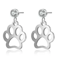 

100% Stainless Steel Animal Pet Cat Dog Paw Print Earrings Wholesale Unique Design Fashion Dangle Earring Jewelry For Women