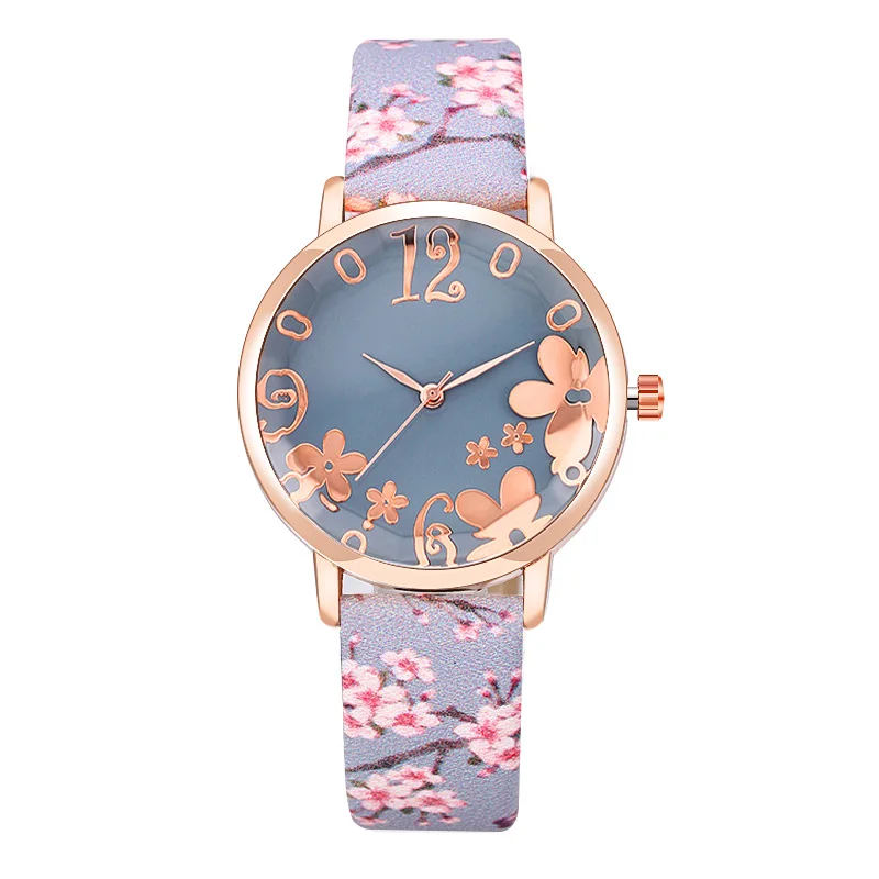 

WJ-7877 Yiwu Reloj De Mujer Beautiful Flower Leather Creative Woman Watch Hot Selling Stylish Charming Lady Watches