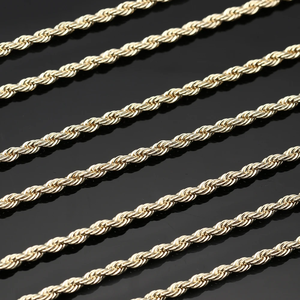 

Stock Sale 8mm Long Mens Stainless Steel Rope Chain Necklace, 18k gold