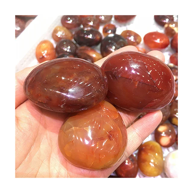 

Wholesale natural red agate gemstone red carnelian agates palm stone for home decoration