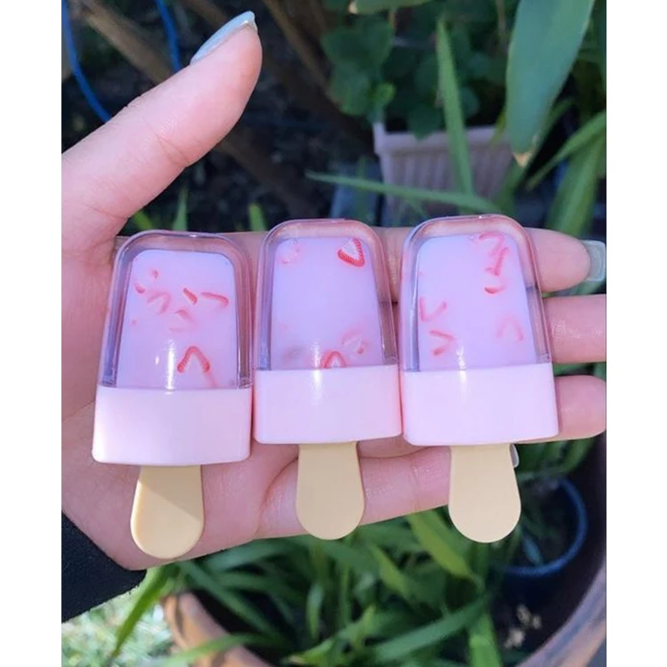 

2021 Private Label Base Vendor Custom Clear Glossy Lipgloss Glitter Vegan Kids Pink Ice Lolly Lip Gloss, Customed