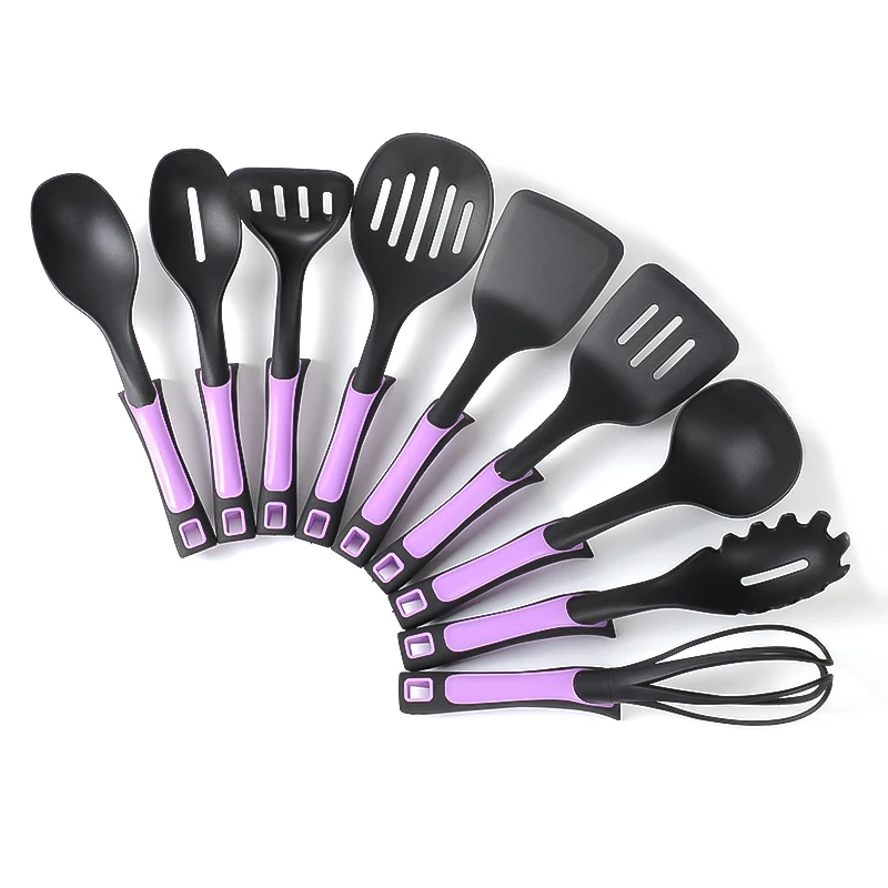 

Non-stick 9 Piece Kitchen Tools Nylon Kitchenware Set Kitchen Utensils Kitchen Gadget Sets, Purple/blue/pink