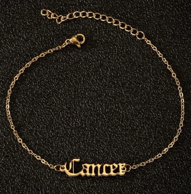 

Personalized Name Lady Anklet Zodiac Customized English Letter Anklet rose gold Jewelry trendy 18k gold plated anklets