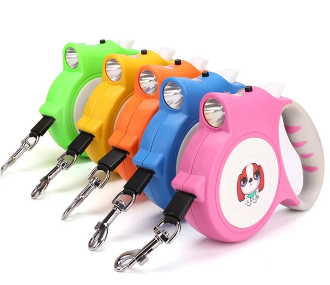 

Automatic Retractable Dog Leash with LED Light Cat Dogs Traction Rope 5M Nylon Pet Walking Leash Lead Pet Supplies, Orange, green, blue,pink, and yellow