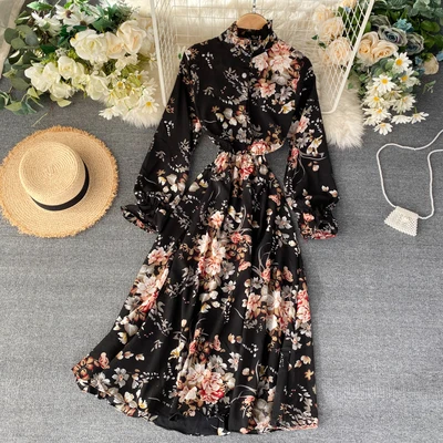 

2020 Summer Women Fashion Floral Printed Chiffon Maxi Dress