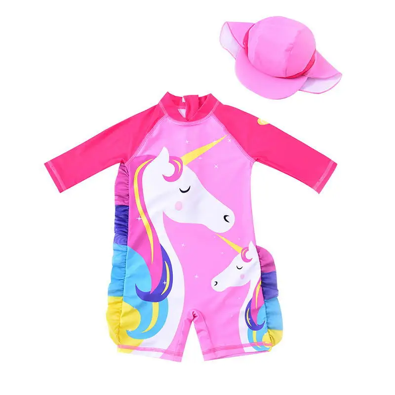 

Children's Swimsuit Female Unicorn Girl Fitness Swimwear 1-8 Years Old Children Printed Cute Pink One-piece Bathing Suit