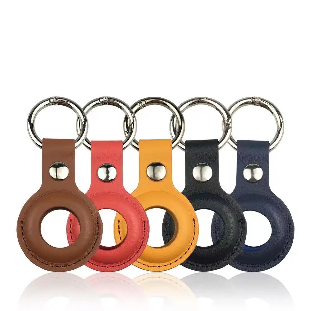 

Portable Protective Bumper Leather Case Keychain For Apple Airtag, Multi