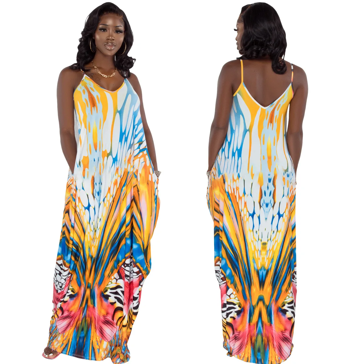 

Ladies Casual Long Loose Sleeveless Dress Women Long Maxi Dresses Women With Pocket For Summer, As picture or customized make
