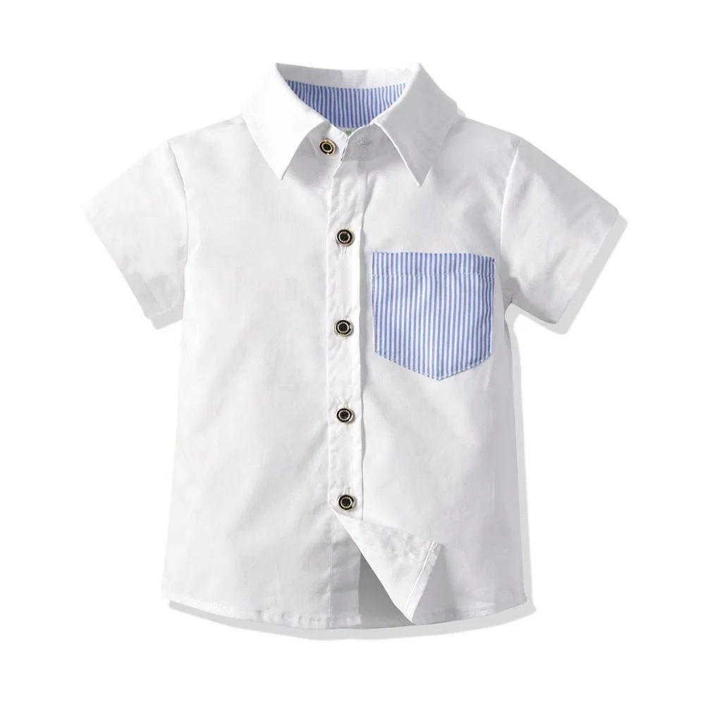 

B60471A new children's wear boys summer style european-style pure color short-sleeved shirt manufacturers direct, White