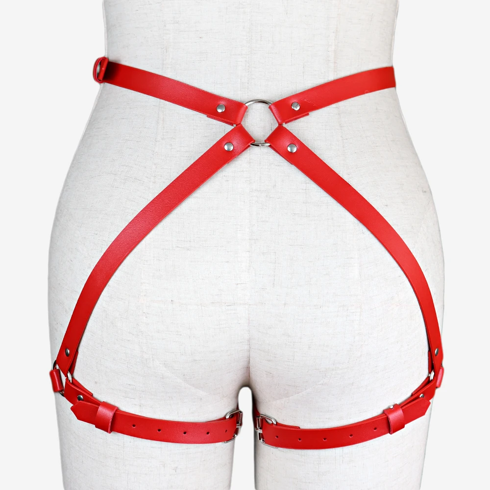 Sexy Leather Red Leg Harness Exotic Garter Belts Bdsm Garter Belts