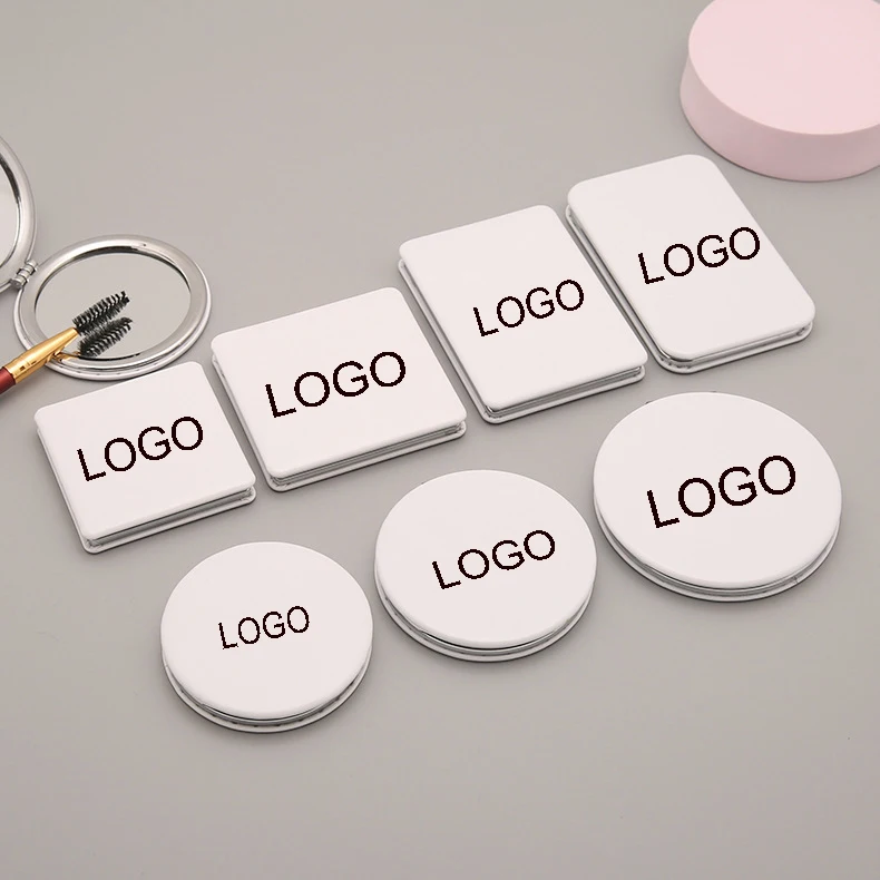 Custom Mini Magnifying Portable Makeup Cosmetic Compact Mirror Pu Leather Double Sided Pocket Mirror for Women Girls Kids Gift