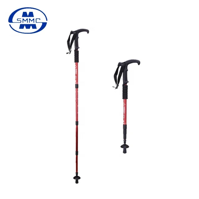

4 Section Aluminum Hiking Trekking Pole Walking Stick, Silver, red, blue, black