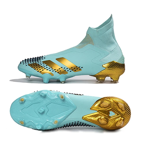 

Adidas predictor mutator 20.1 FG - knitted high top lace waterproof mint green gold color matching FG nail football shoes
