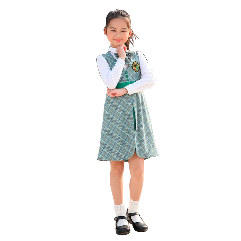 girls green school pinafore